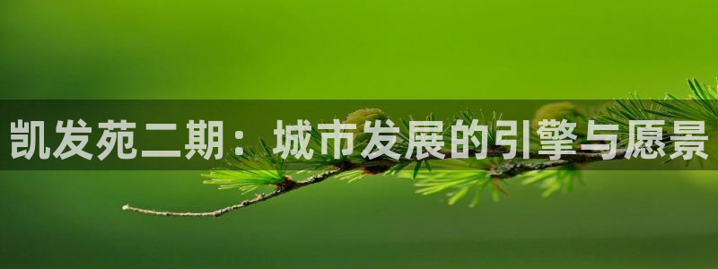 天天购彩体育f开号：凯发苑二期：城市发展的引擎与愿景